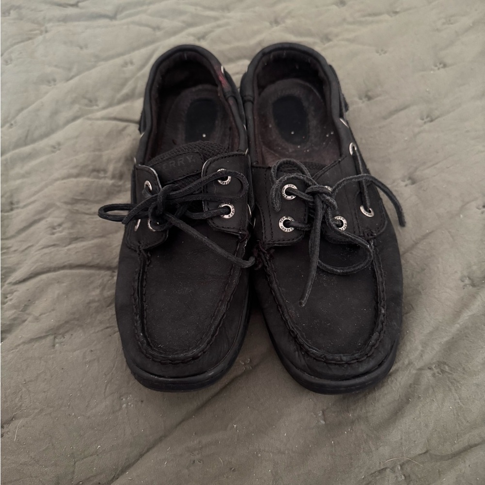 Sperry Black Boat Shoes with Moccasin Construction